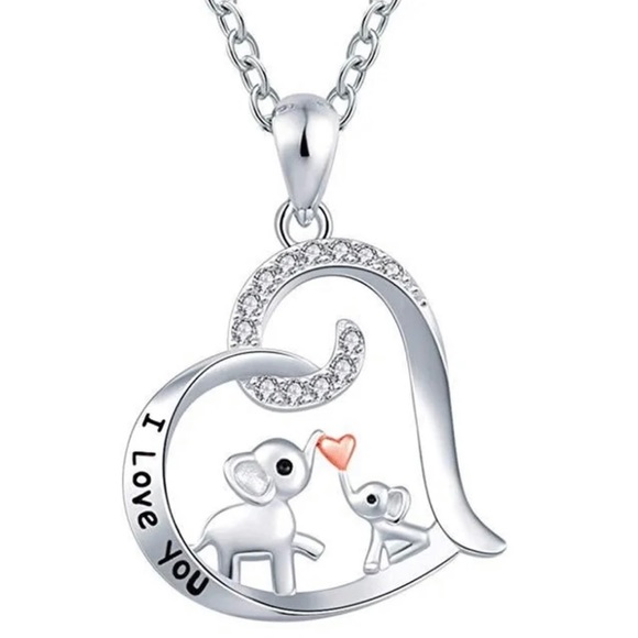 Elephant, baby and mama necklace - Picture 1 of 4